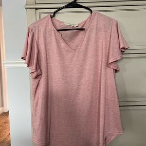 Women's Pink V-Neck Top